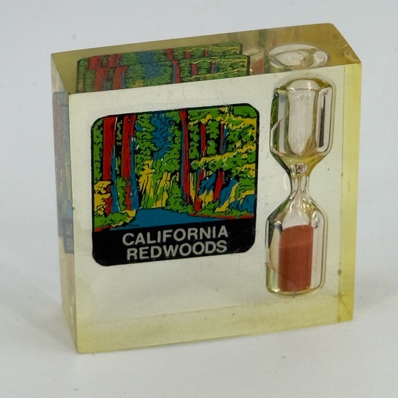 Unbranded Other - “California Redwoods” Vintage Travel Souvenir Clear Lucite Egg Timer 2.5” X 2.5”